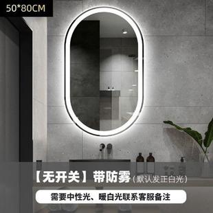 直销椭圆形挂墙智能浴室镜卫生间酒店带灯LED触摸屏除雾感应 新款