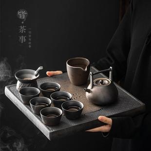 直销家用陶瓷功夫茶具套装 新款 复古客厅办公室粗陶茶盘茶壶茶杯泡
