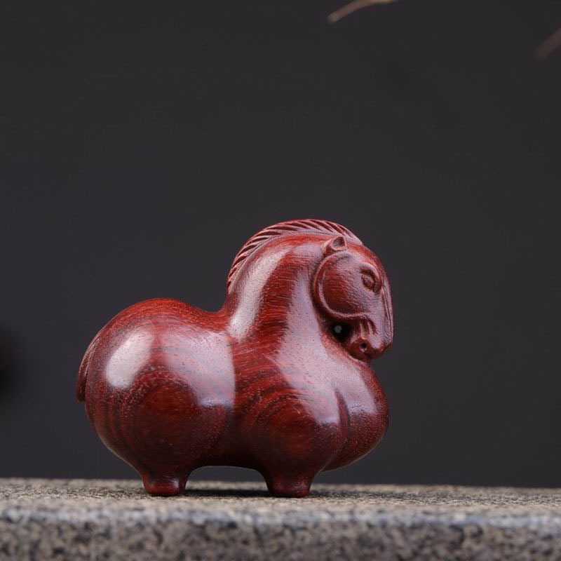 新款直销紫檀唐马手把件湘中式复古生肖马摆件动物工艺品8