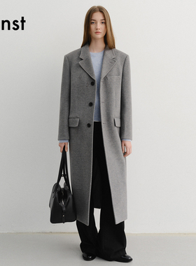 Dunst2025冬季新品中性风单排三粒扣山羊绒大衣外套UDCO4D121