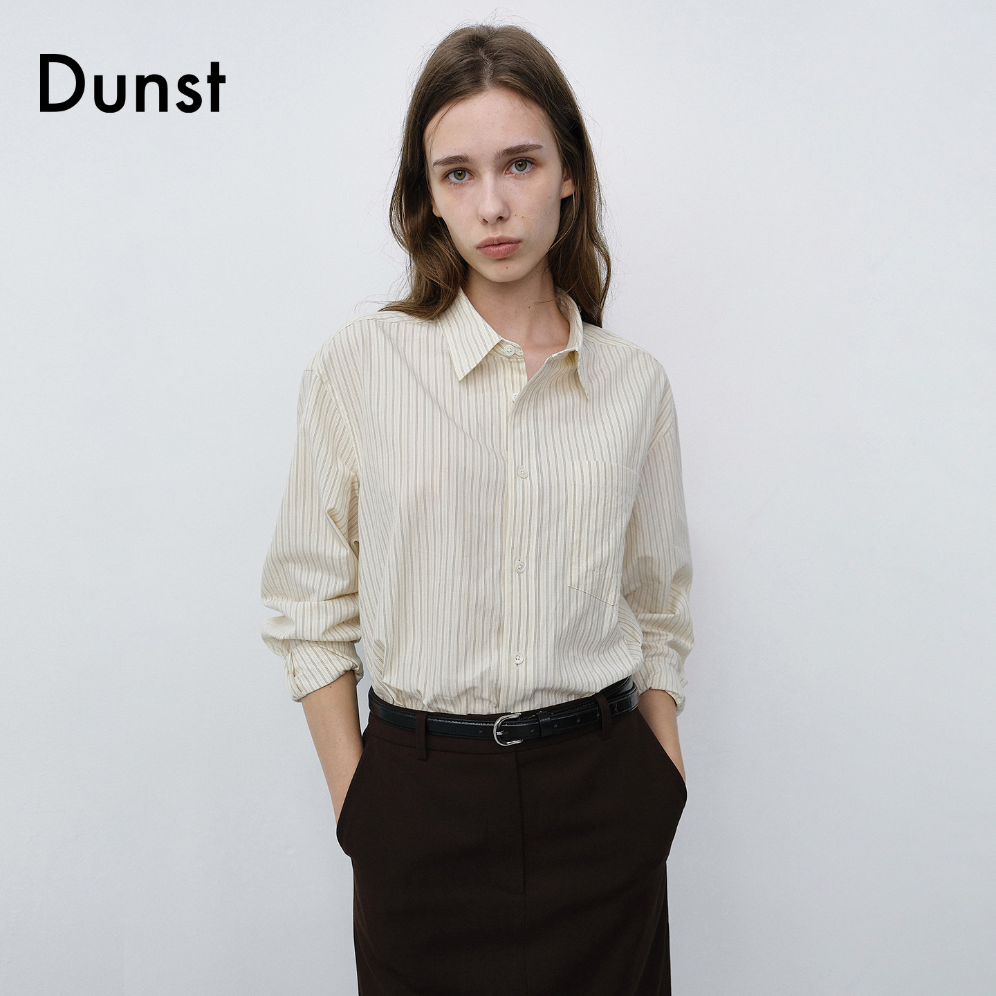 Dunst【tynnna.Y同款】2026秋季新品休闲条纹衬衫上衣UDSH6C102
