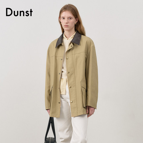 Dunst复古工装夹克皮革拼接外套
