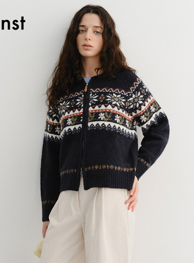 Dunst【允仔同款】2025冬季新品复古科维昌拉链针织开衫UDSW5D121