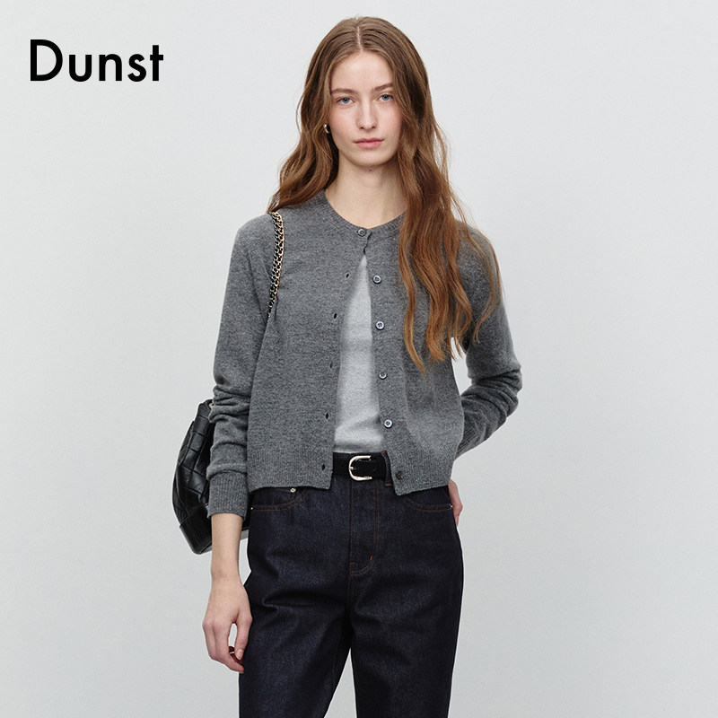 Dunst【允仔同款】2025新品女士基本款圆领针织开衫上衣UDSW5A209