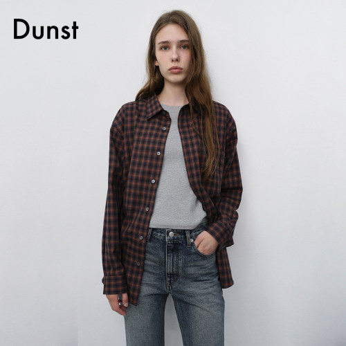 Dunst【蜜汁叉烧同款】26秋季复古高级感格纹法兰绒衬衫UDSH6C104