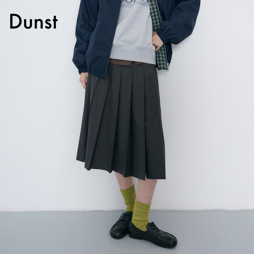 Dunst2026秋季新品女士简洁优雅半身裙经典百褶设计长裙UDSK6C206
