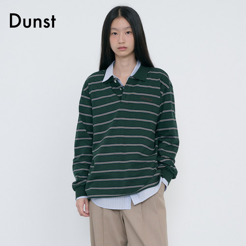 Dunst【tynnna.Y同款】26秋季新品复古条纹翻领长袖T恤UDTS6C119