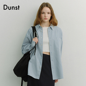 Dunst UDSH6A115 2026春中性休闲宽松格纹衬衫 嘟颖 白逸帆同款