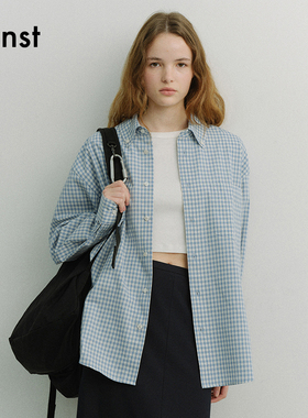 Dunst【嘟颖/白逸帆同款】2026春中性休闲宽松格纹衬衫UDSH6A115