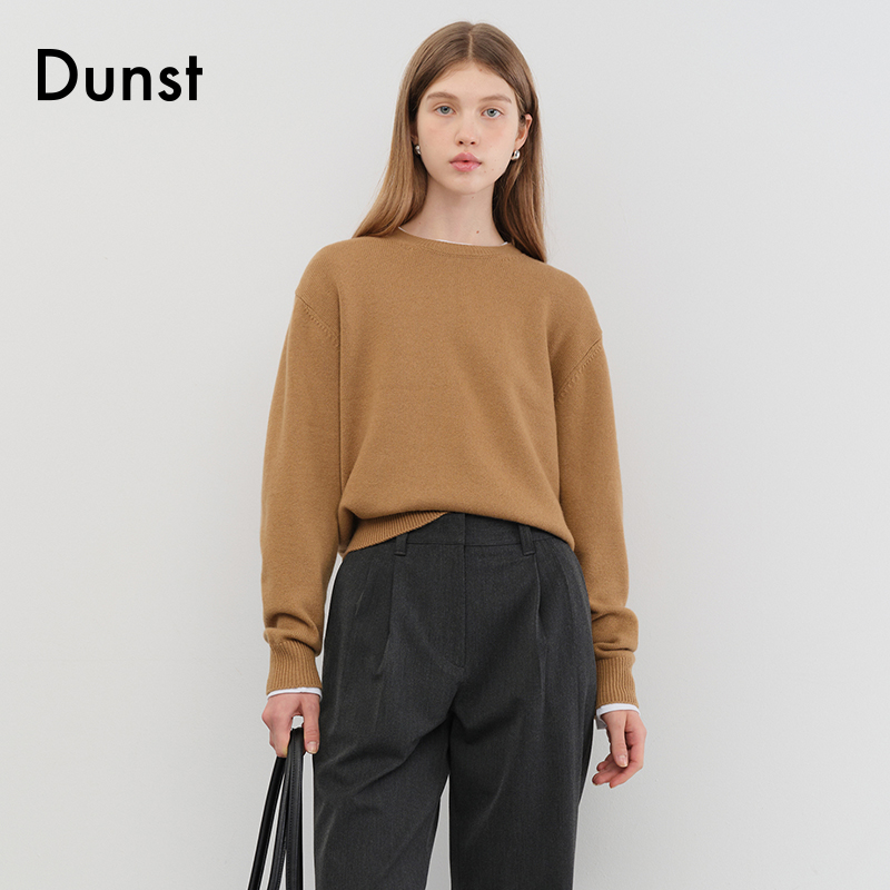 Dunst2025秋季新品上衣中性山羊绒套头圆领针织衫UDSW5C104