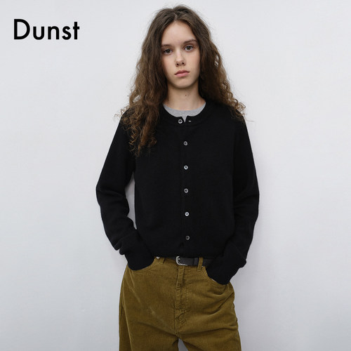 Dunst【蜜汁叉烧同款】26秋季简约百搭圆领针织开衫上衣UDSW6C101