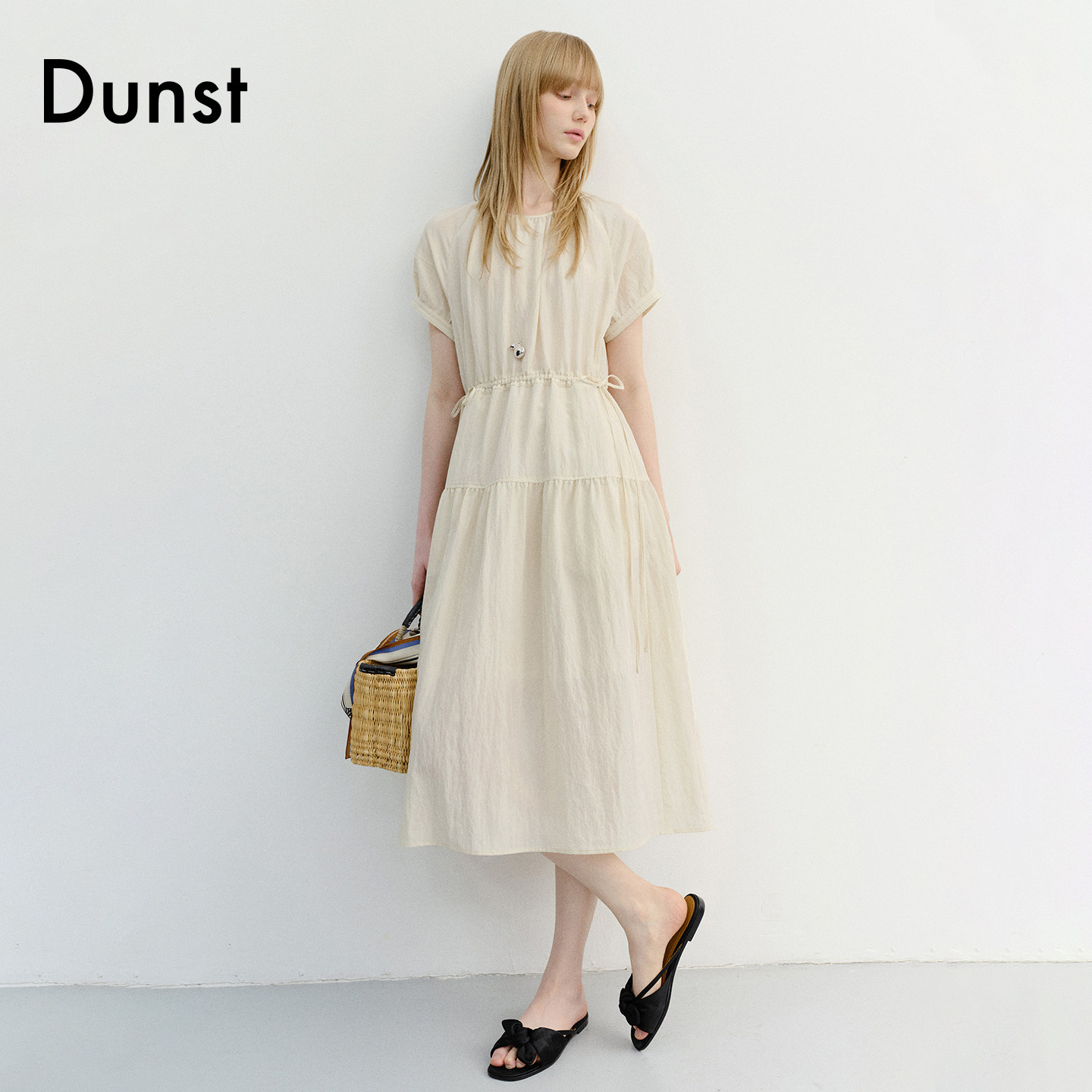 Dunst【嘟颖doyeong同款】26夏季女抽绳设计短袖连衣裙UDDR6B222