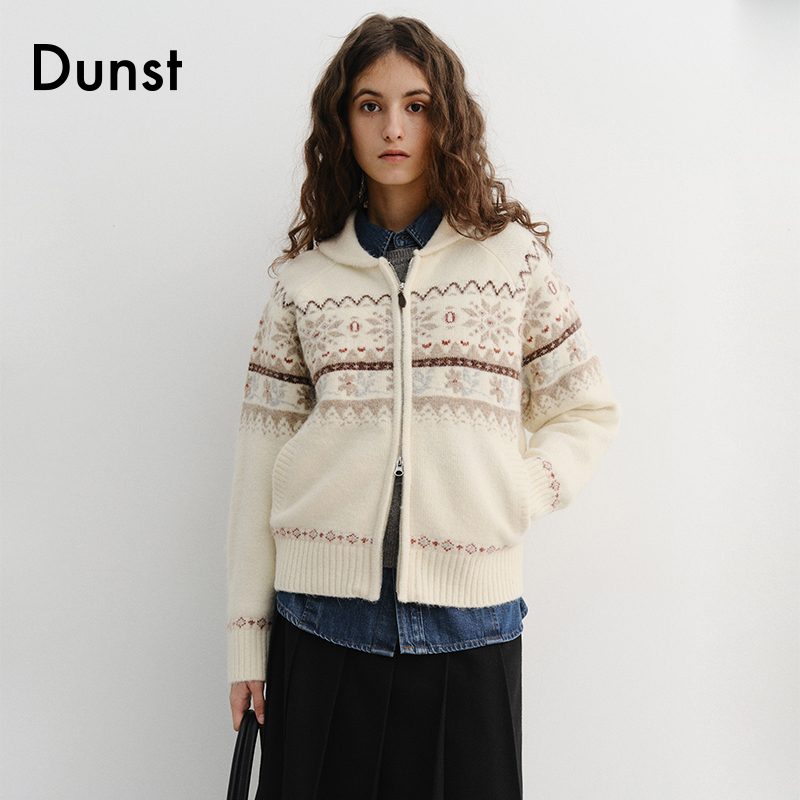 Dunst【允仔同款】2025冬季新品复古科维昌拉链针织开衫UDSW5D121