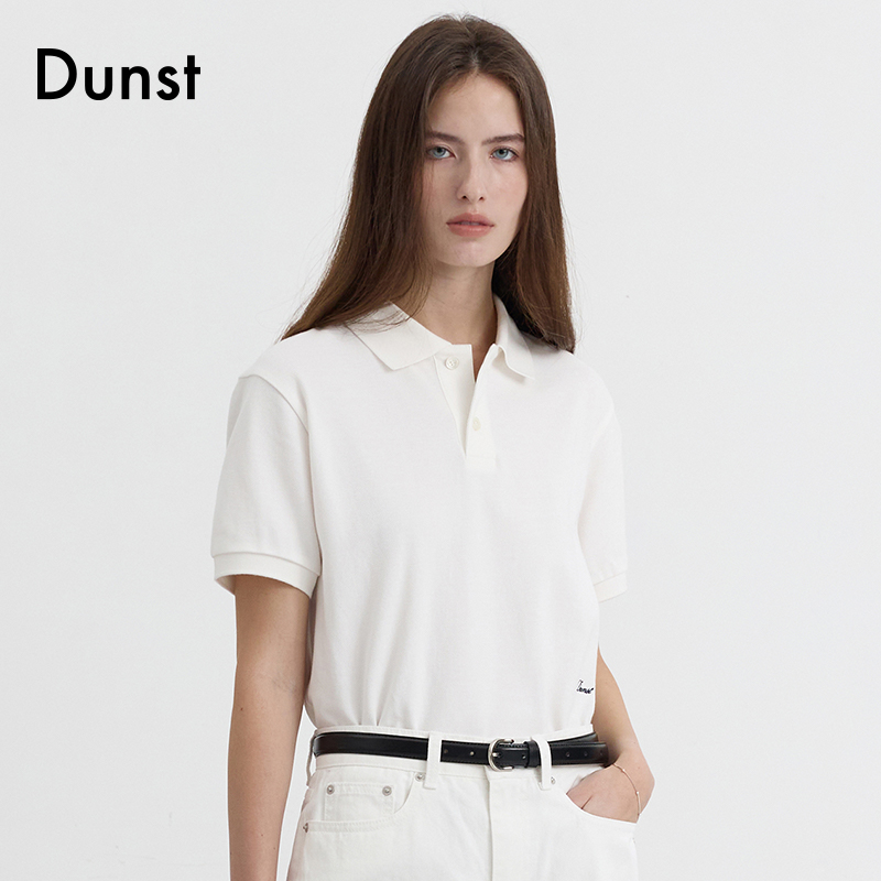 Dunst【草鱼爱吃鱼同款】2025夏季女复古翻领polo衫T恤UDTS5B229