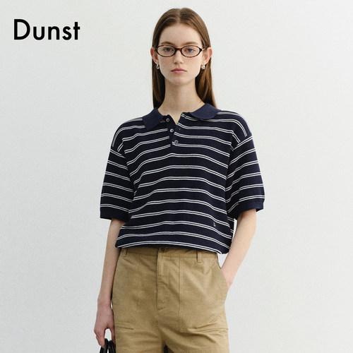 Dunst2026夏季新品中性风经典简约条纹polo领针织衫上衣UDSW6B121