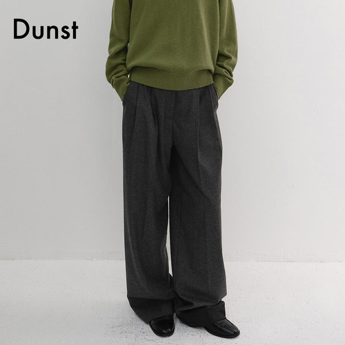Dunst2026冬季新品女士休闲裤法兰绒褶皱细节直筒西裤UDPA6D221