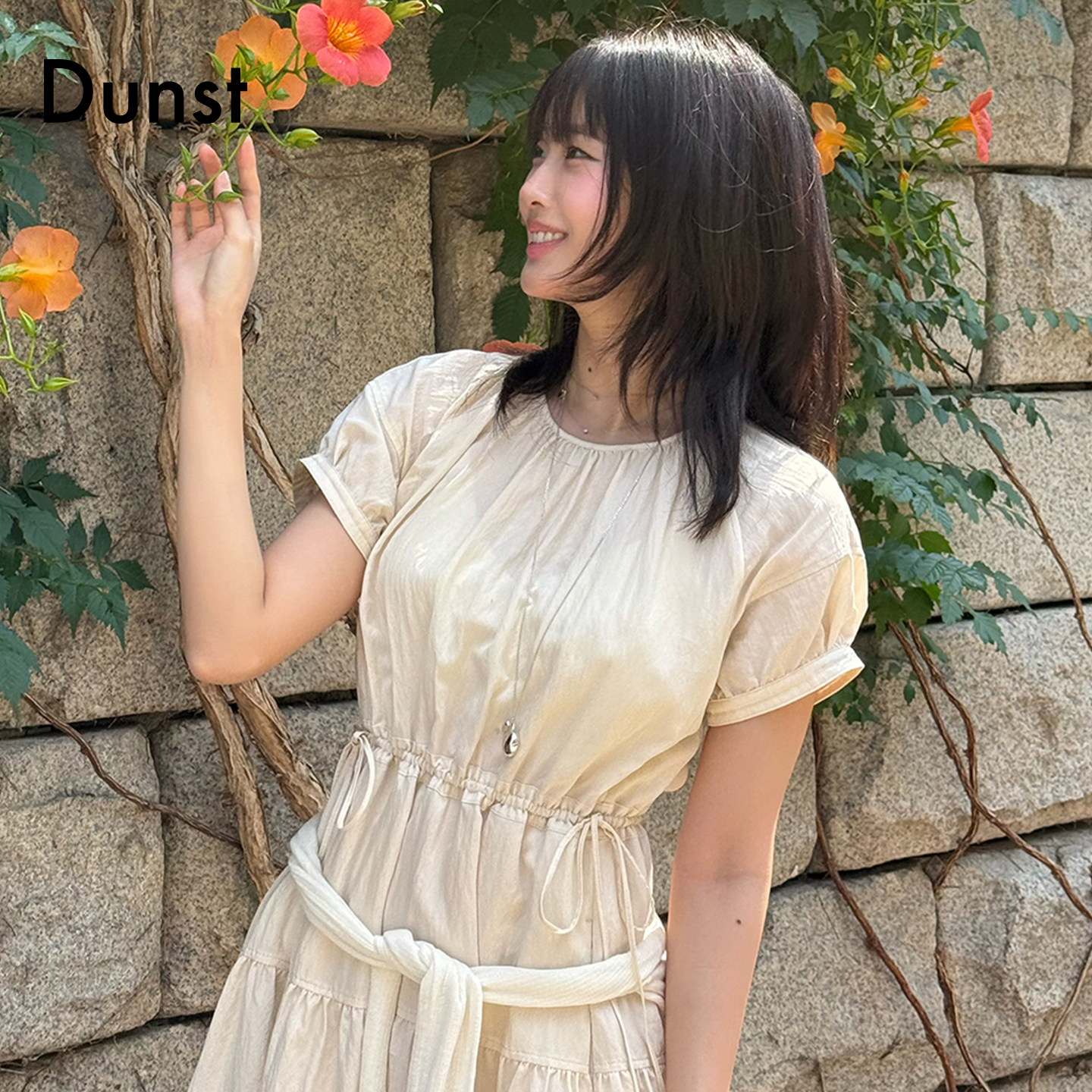 Dunst【嘟颖doyeong同款】26夏季女抽绳设计短袖连衣裙UDDR6B222