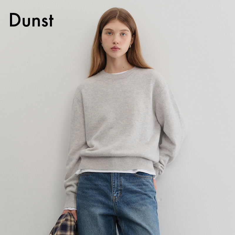 Dunst【24H同款】2025秋季上衣中性山羊绒圆领针织衫UDSW5C104