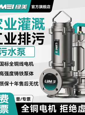 绿美污水泵潜水排污380V工业泵高扬程农用灌溉大流量220v抽清水机