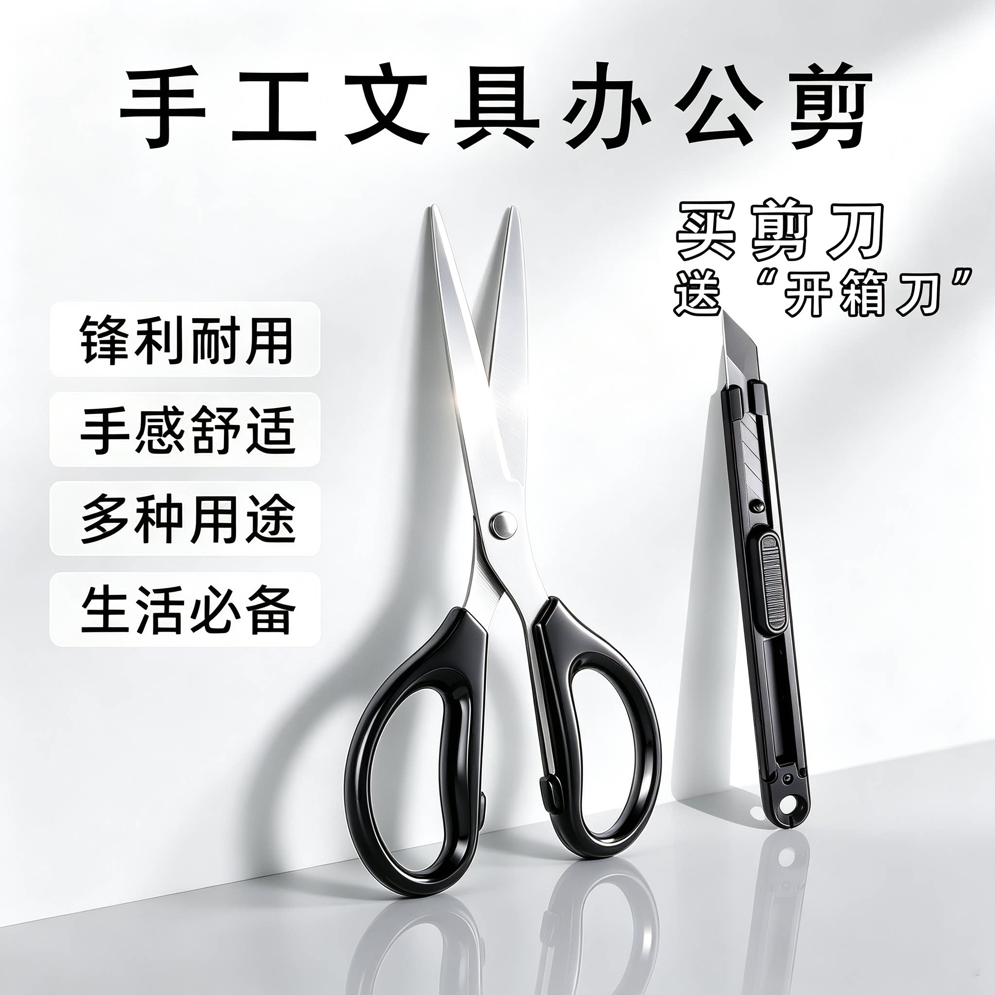 不锈钢剪小号安全手工剪纸刀精致办公...