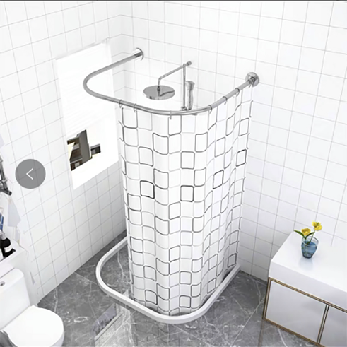 卫生间磁性免打孔u形浴帘杆隔断帘浴帘杆套装浴室U型防水帘淋浴房