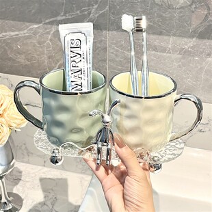 轻奢高颜值陶瓷刷牙洗漱杯牙具杯 简约漱口杯家用情侣牙刷杯子套装
