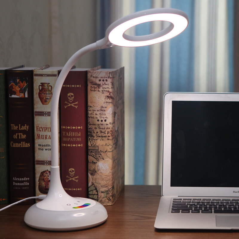 冠雅led护眼台灯学生书桌学习阅读写字灯可调光带七彩氛围灯R908