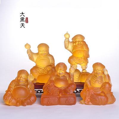 琉璃大黑天财神像招财摆件摩诃迦罗佛家用寺院桌面供奉摆设工艺礼