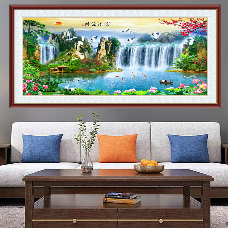 壁画贴纸画防水墙贴画山水画客厅沙发背景墙办公室中式自粘装饰画