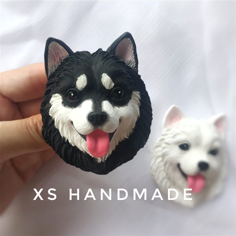 XS香薰石膏扩香石定制萨摩耶阿拉斯加犬狗狗车载空调出风口夹车饰