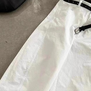 白色裤子夏天薄款女小个子工装裤高腰垂感直筒裤宽松阔腿裤防晒裤