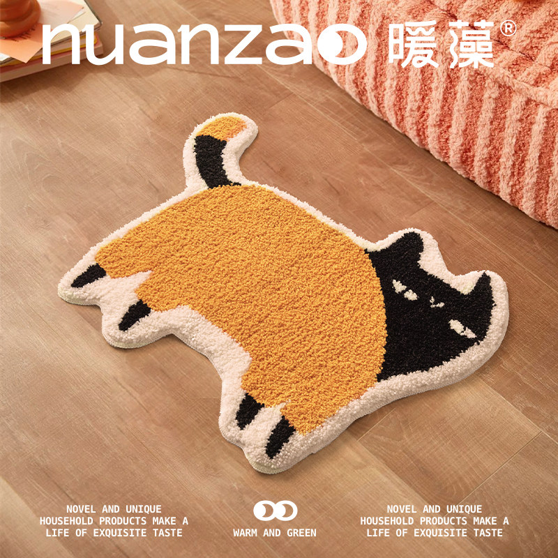 张乐陆X暖藻 可爱猫咪卧室床边毯吸水防滑脚垫卡通地毯儿童房地垫