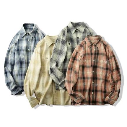 日单男装女装24秋季竹节棉格子衬衫长袖衬衣薄外套468919/476900