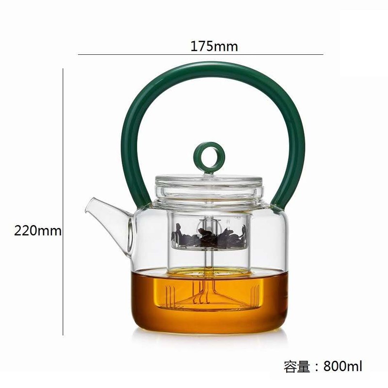 新羽手工茶具耐热玻璃圆环钮提梁蒸煮茶壶三用煮水壶功夫茶道新品