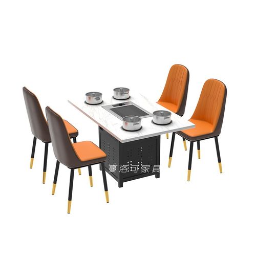 无烟净化炭火烤肉桌子商用烤涮一体一人一锅火锅烤肉一体桌椅组合