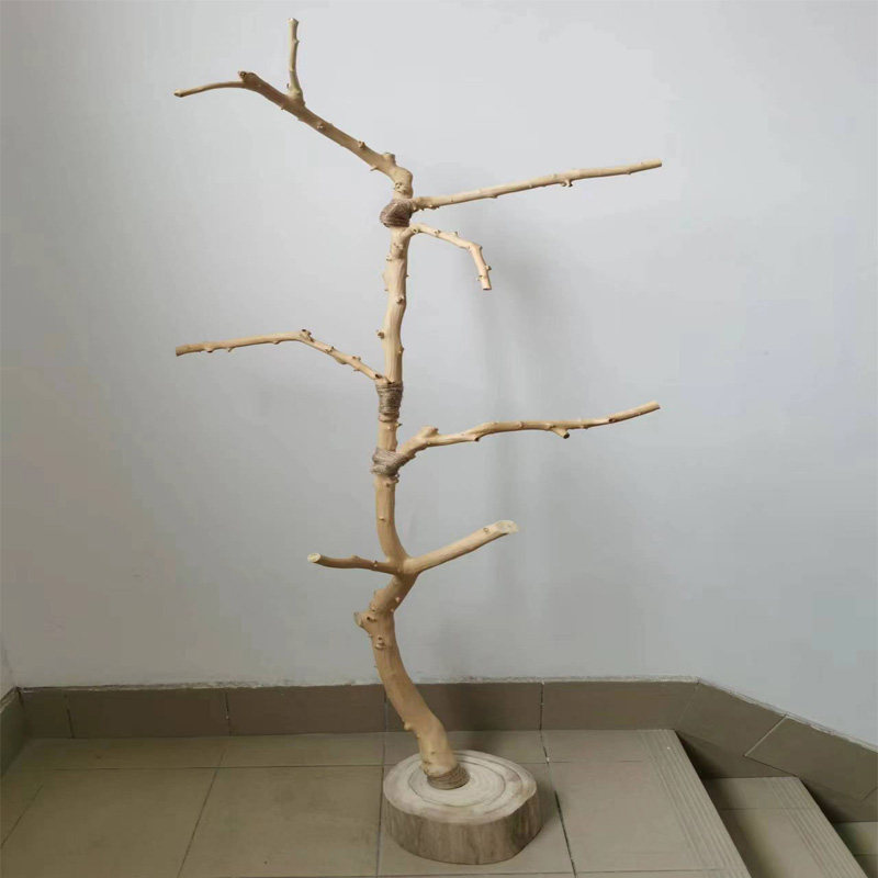 干树枝原木树杈鸟架造型实木落地灯架干枯枝艺术龙骨吊顶衣架装饰