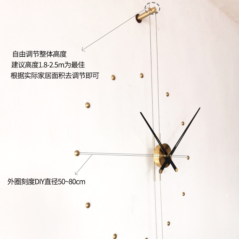 西班牙极简挂钟客厅家用纯铜装饰挂墙表北欧风创意时尚静音石英钟