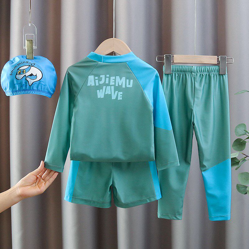 儿童泳衣男童分体长袖长裤泳装海边沙滩防晒游泳衣服泡温泉装备潮