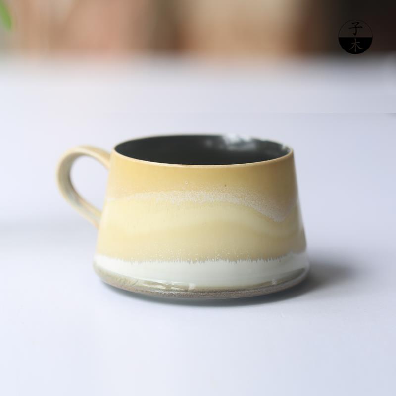 雪山手工陶瓷马克杯子景德镇窑变水杯复古咖啡杯礼盒套装中式国风