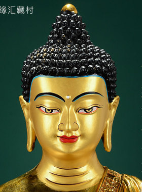 藏村中式阿弥陀佛全鎏金雕花铜像居家桌面铜摆件阿弥陀佛15寸