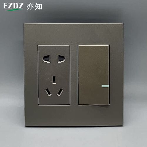 深灰色120型大版五孔大开关双控单开面板二三插面板10A开关大五孔