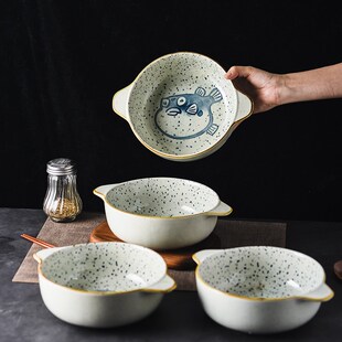 双耳汤碗家用2025新款大号面碗日式陶瓷汤盆酸菜鱼盆排骨碗海鲜碗