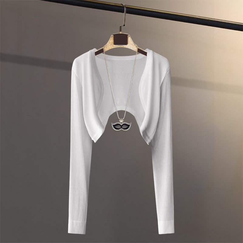 2022薄披肩针织开衫外搭女夏短款高腰小外套显瘦空调防晒长袖上衣