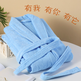 秋若薇纯棉浴袍成人秋冬加厚毛巾料浴衣男女长款吸水浴巾游泳美容