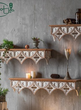 民宿客厅装饰墙架复古风拍摄道具美式做旧餐厅置物架咖啡厅背景墙