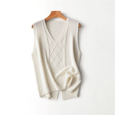 V领羊毛针织马甲女款秋冬新款一体成型无袖背心短款上衣