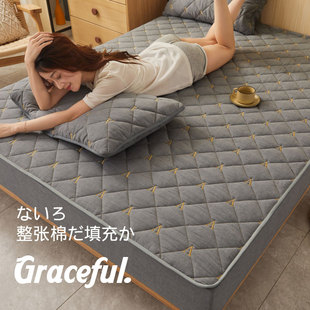 A类水洗全棉夹棉床笠单件夏季床罩1.35米纯床垫保护套防滑150x190