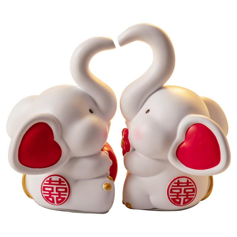 新婚礼物送新人可爱情侣大象摆件订婚客厅婚房装饰送闺蜜结婚礼品