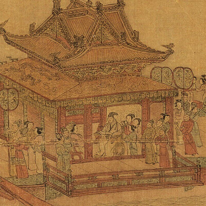元 吴廷晖 龙舟夺标图国画端午划龙舟屈原玄关走廊卷轴挂画装饰画