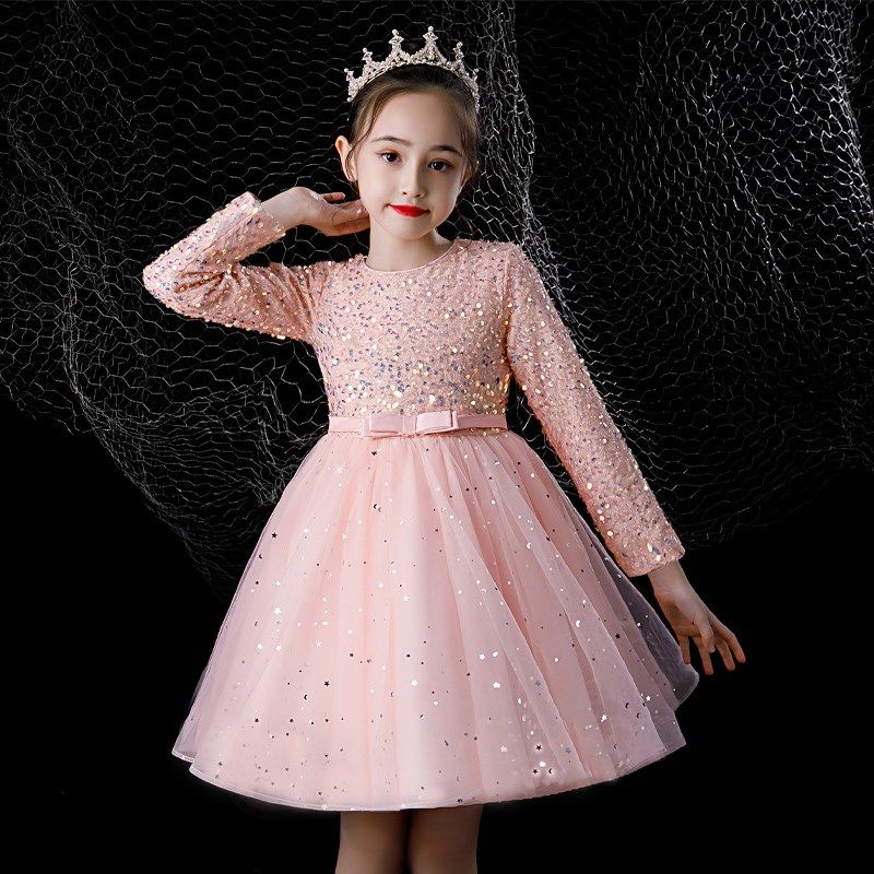 小女孩礼服儿童生日公主裙高端蓬蓬纱女童主持人钢琴演奏花童婚礼